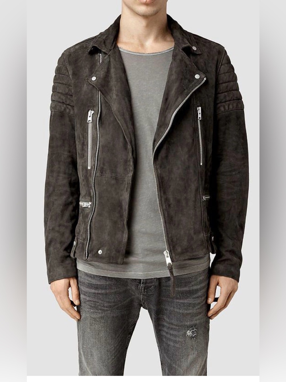 AllSaints Suede Olive Jacket